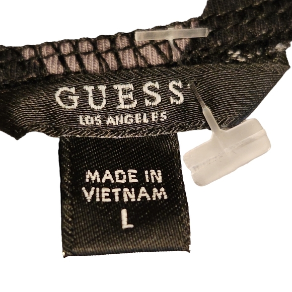 Guess Y2K purple black multicolored floral  v-neck long-sleeve shirt neck accent - Picture 13 of 13